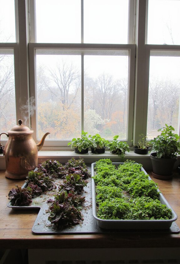 indoor herb and leafy planting