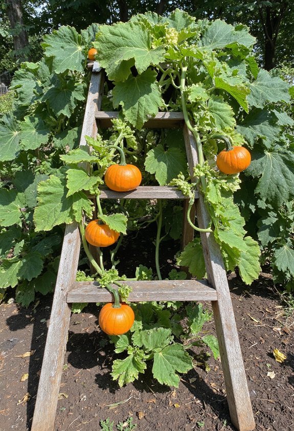 ladder supported squash trellis