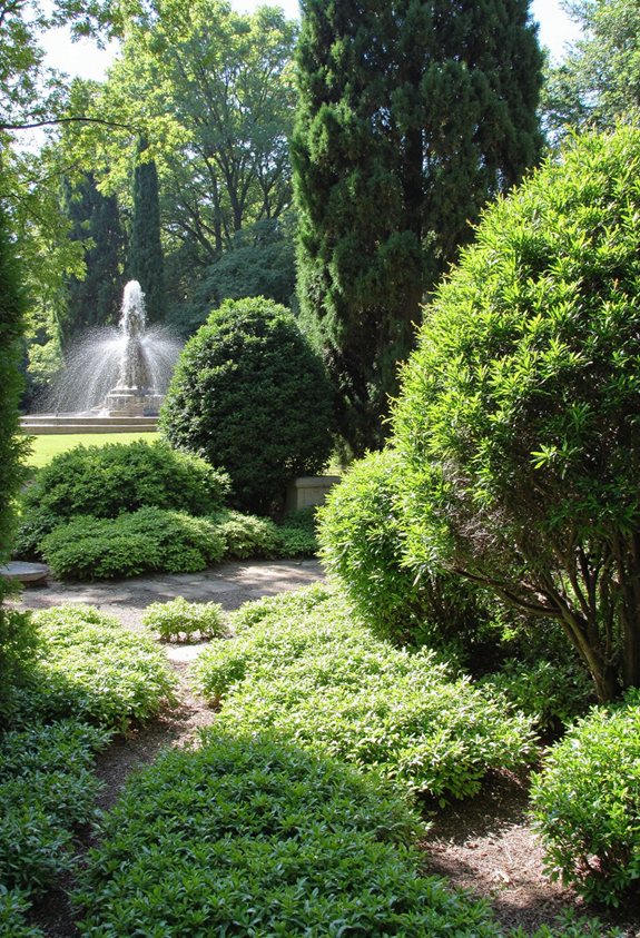 layered boxwood height contrast