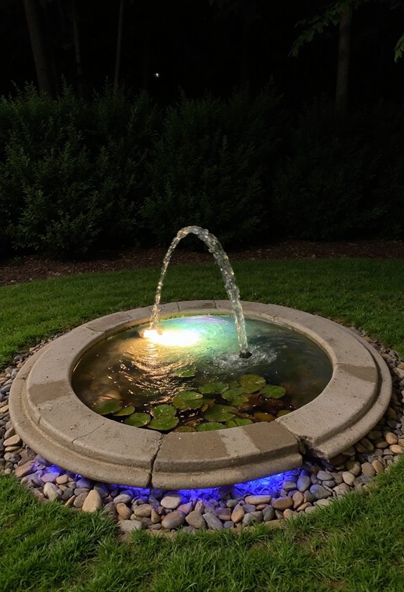 led lit pond ambiance