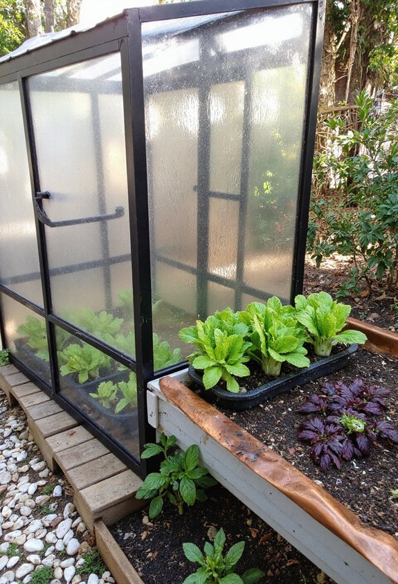 mini greenhouse corner setup