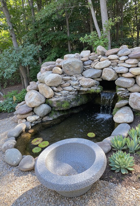mini waterfall rock garden
