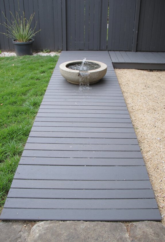 minimalist deck with fountain
