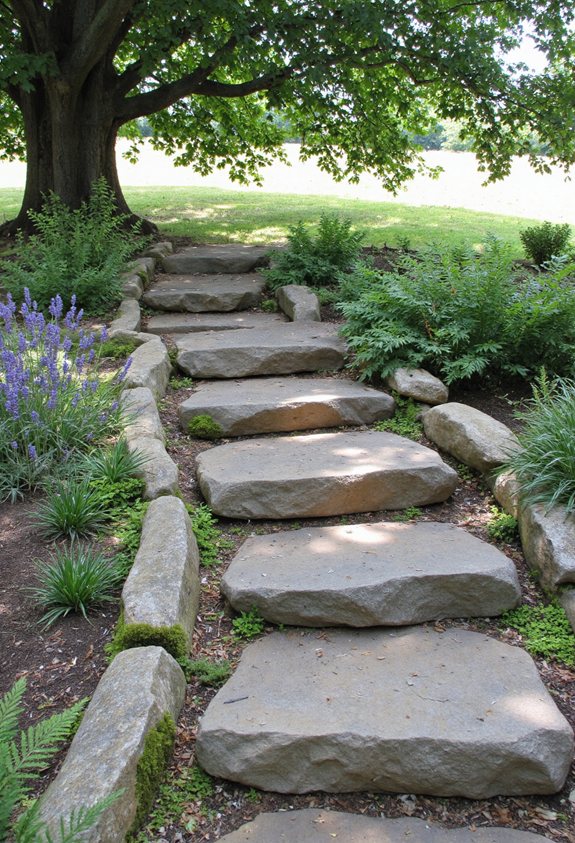 natural stone staircase accents