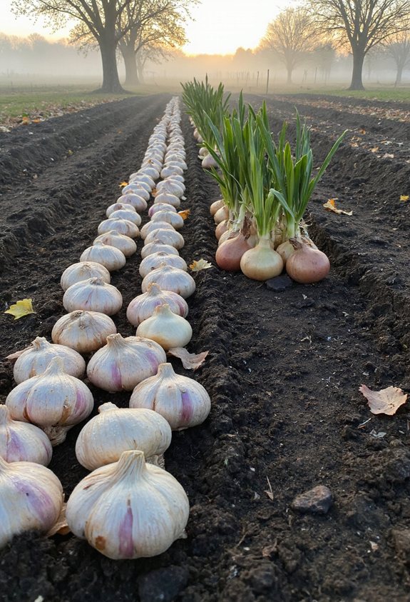 plant garlic overwinter onions