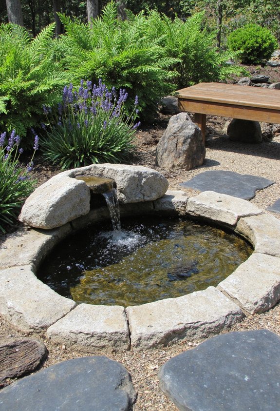 pond beside seating retreat