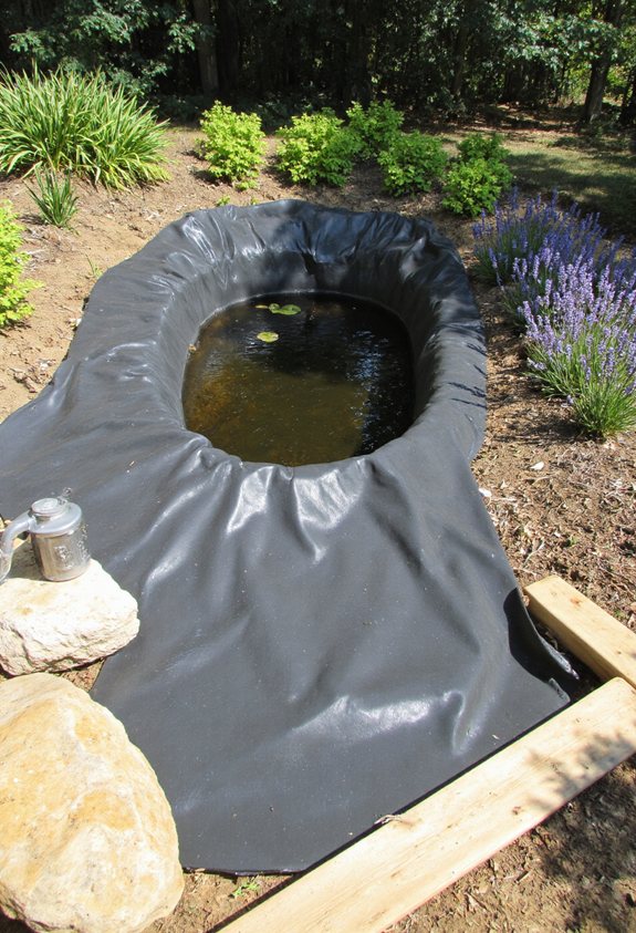prefabricated pond liner installation