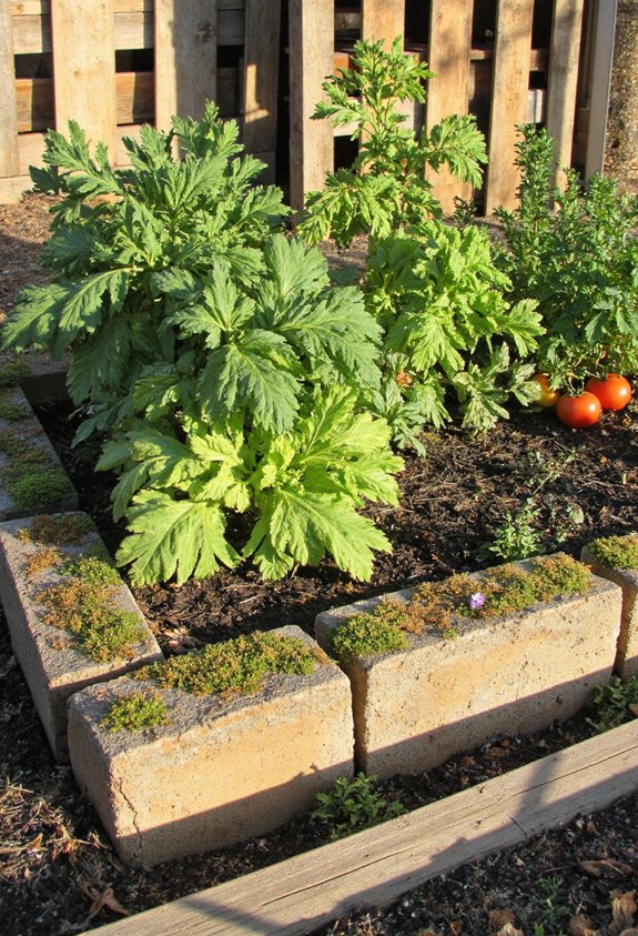 reclaimed concrete garden bed