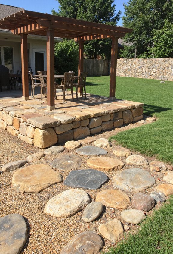 river rock pergola foundation