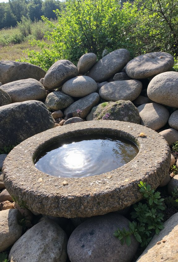 rock filled wildlife bath