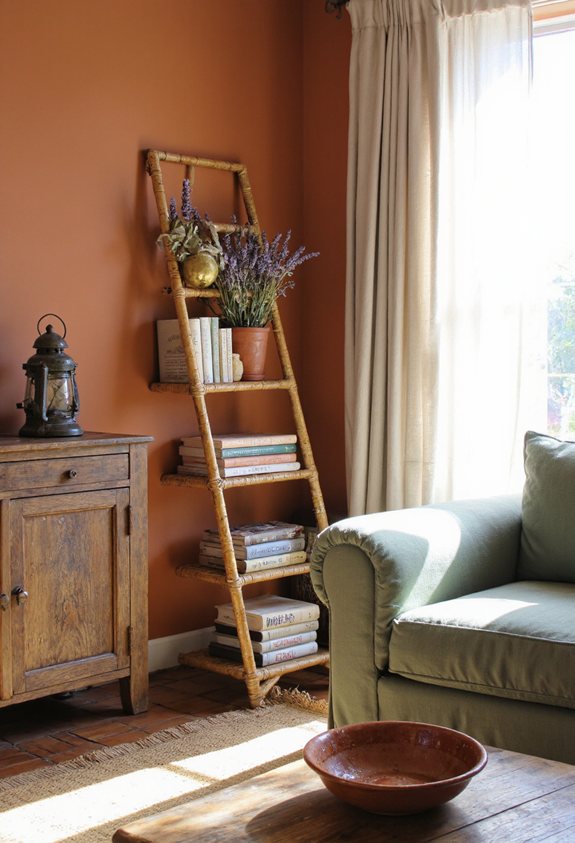 rustic ladder book display