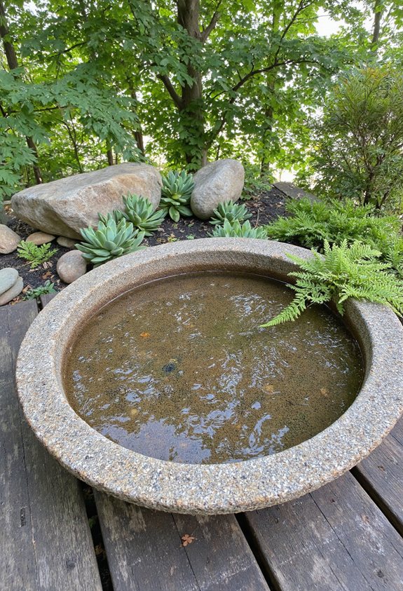 rustic stone pond decor