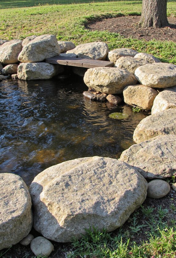 rustic stone pond edge