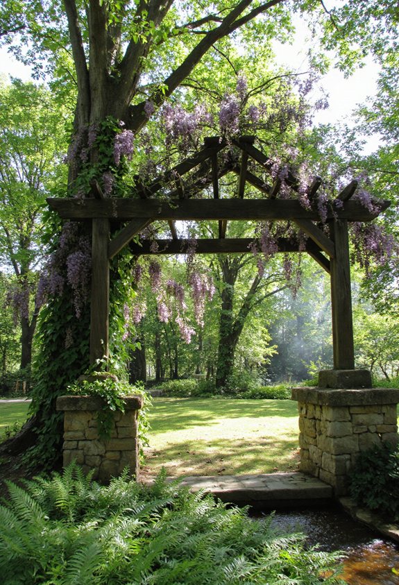 rustic timber pergola