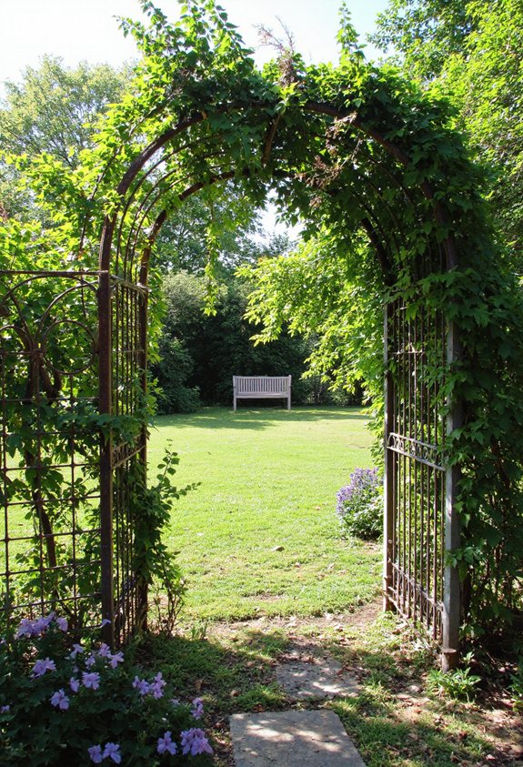 rustic wrought iron garden trellis
