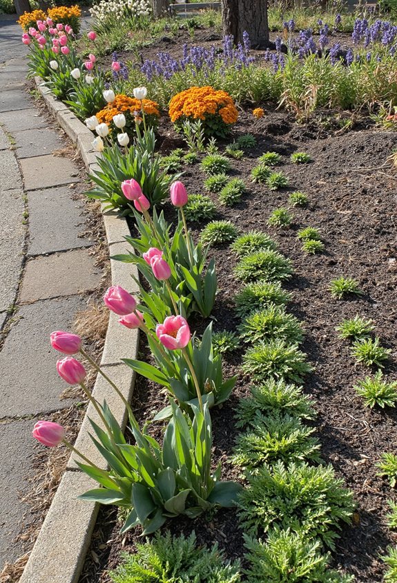 seasonal color changing flower border