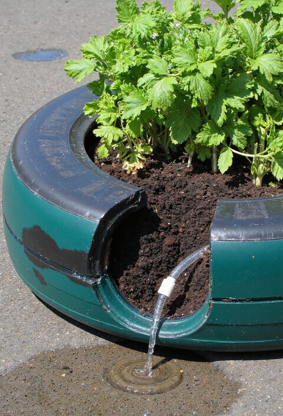 self irrigating tire planter