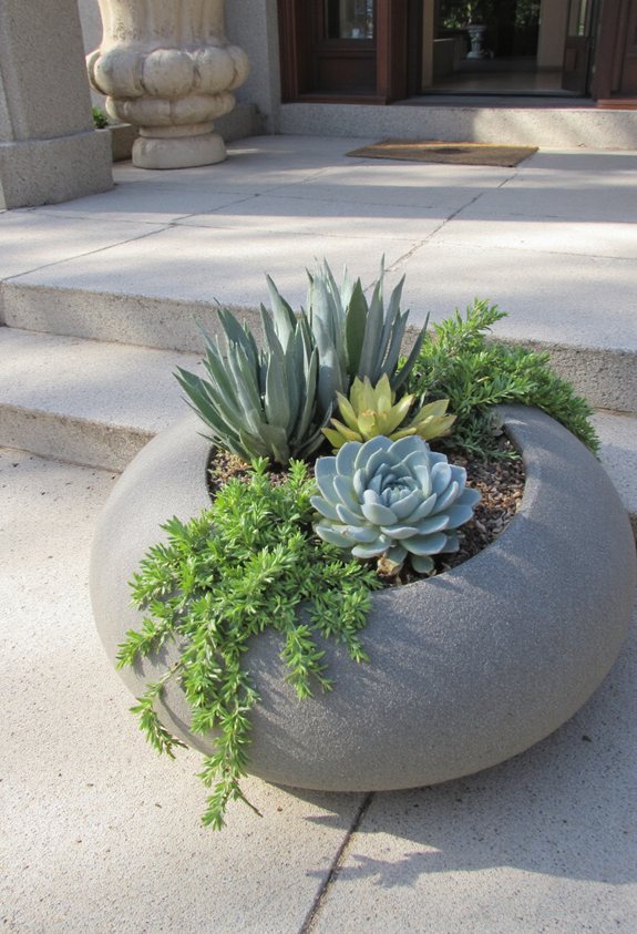 sleek concrete succulent sculpture