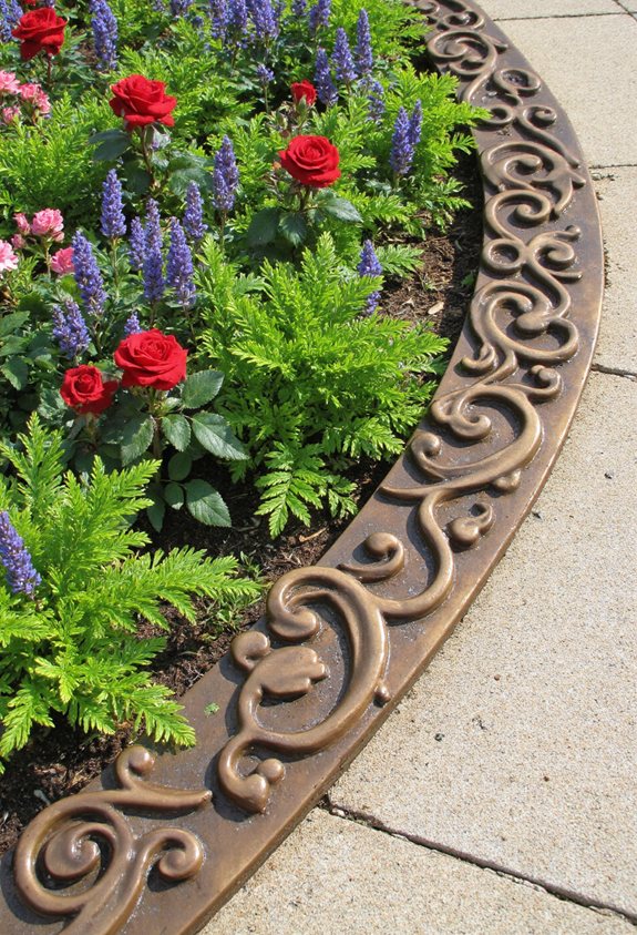 sleek metallic garden edging