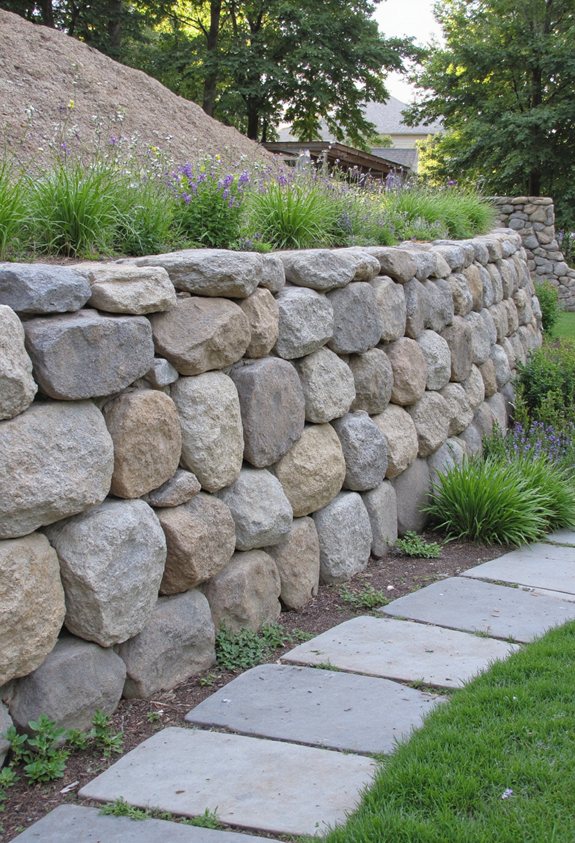 stone filled retaining wall