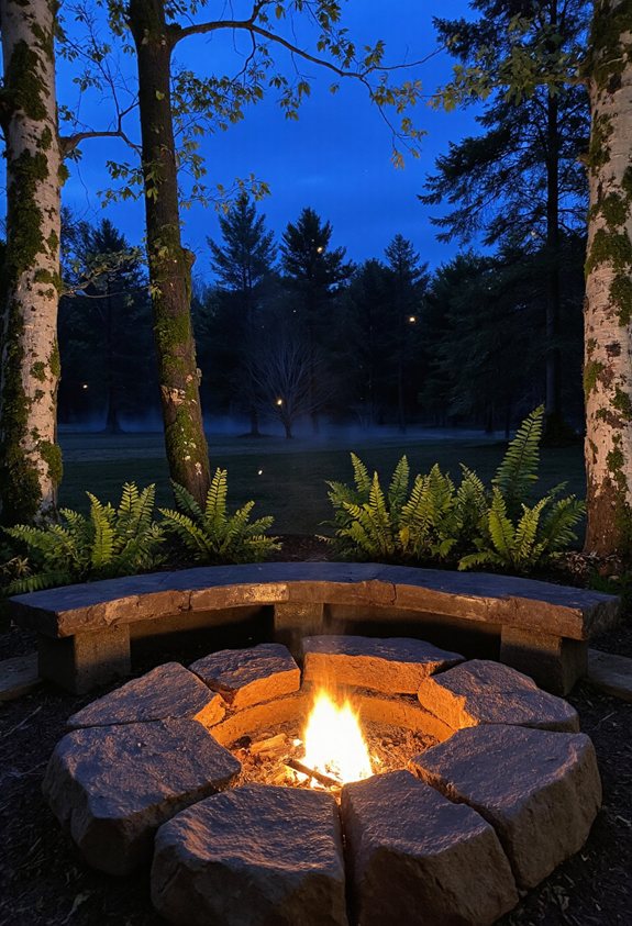 stone surrounded fire pit