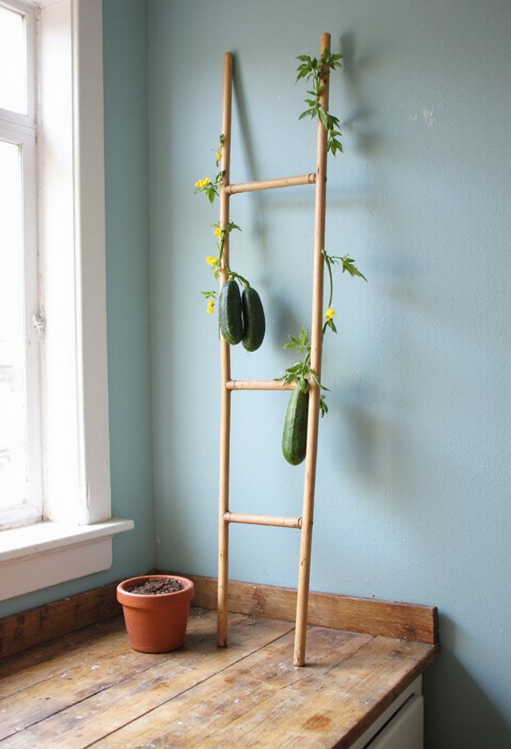 string and peg garden ladder