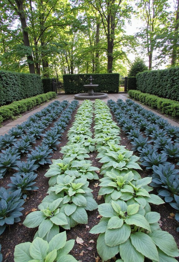 symmetrical hosta garden design
