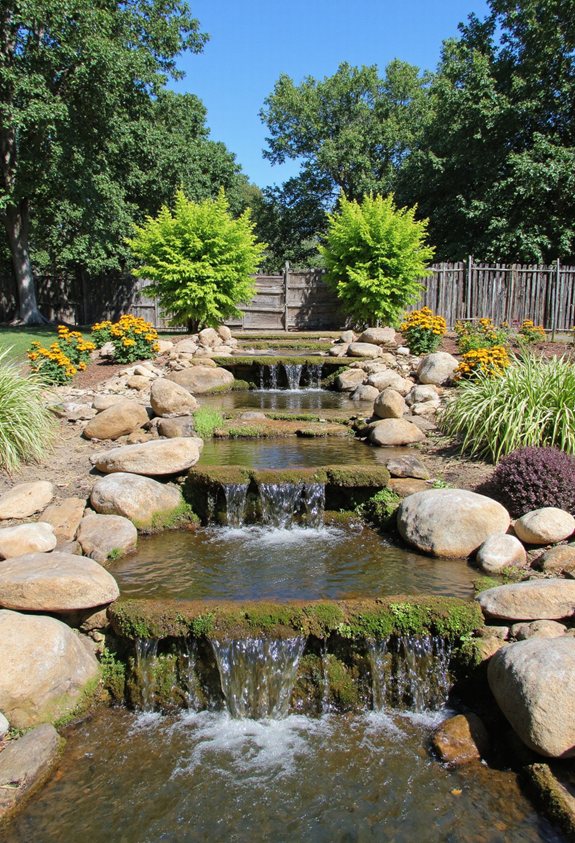 terraced pond with layered basins