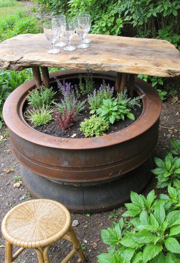 tire bar herb planters