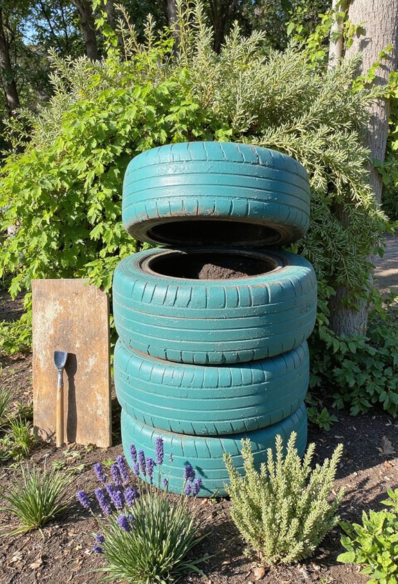 tire compost bin with hinged lid