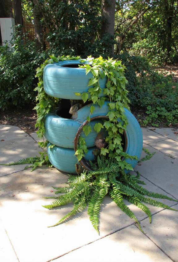 tire planter cascading vines