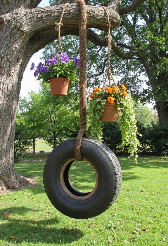 tire swing hanging planters