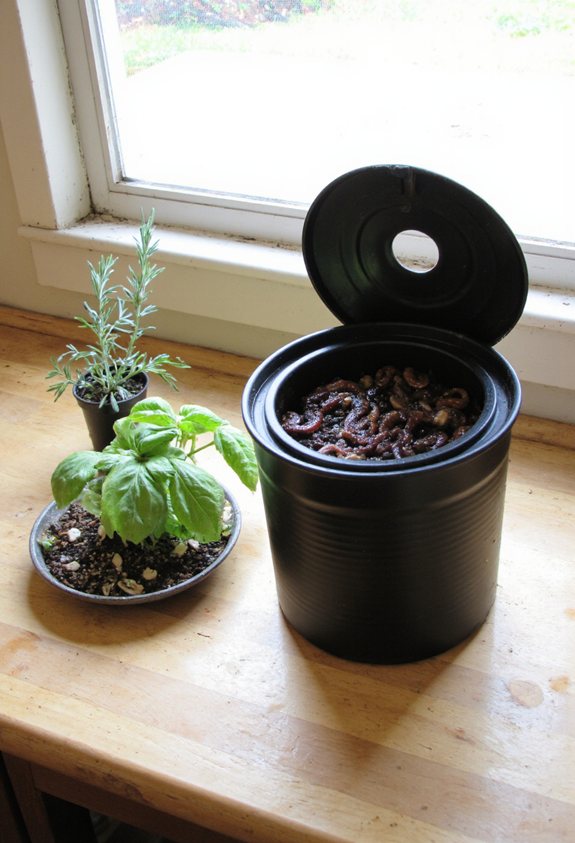 upcycled coffee worm bin