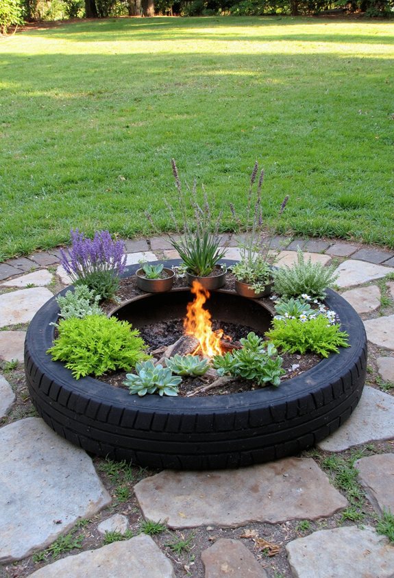 upcycled tire fire pit