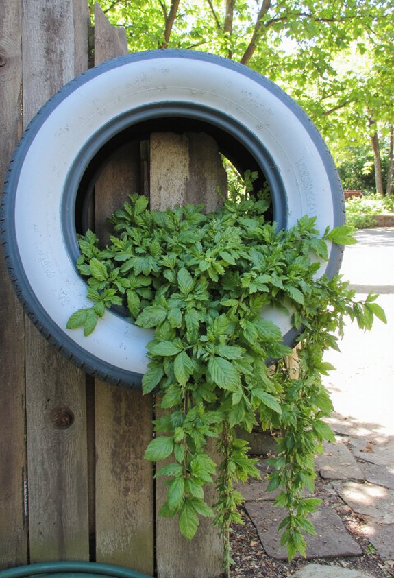 vertical tire herb garden
