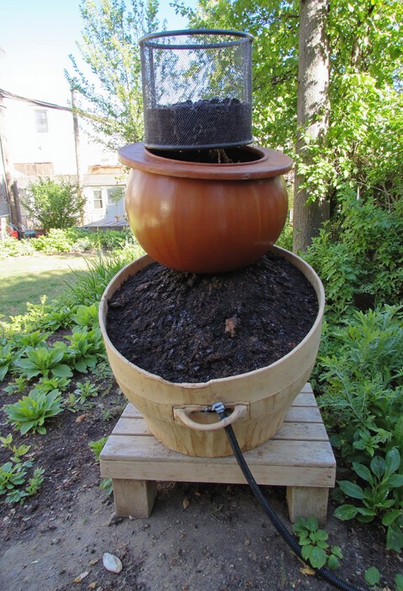 worm powered rain barrel composting