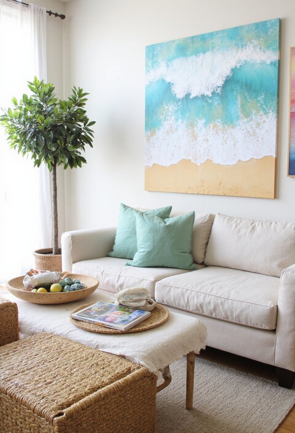beach themed staggered wall