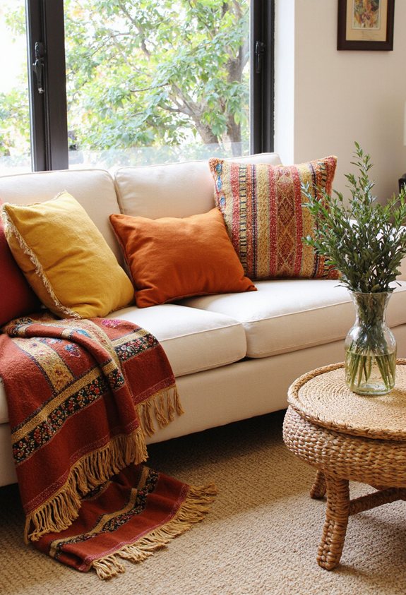 boho chic warm throw pillows