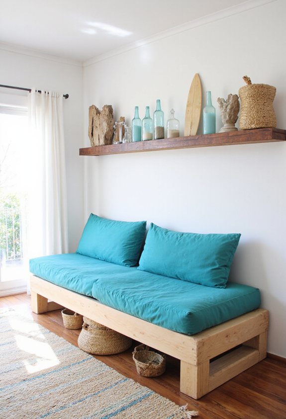 breezy beach themed open shelves
