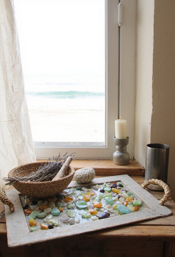 breezy coastal tray with sea glass sparkle