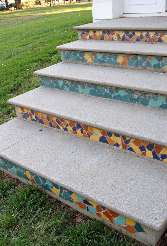 colorful mosaic step borders