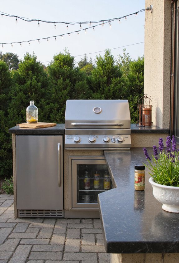 compact grill adjacent refrigerator
