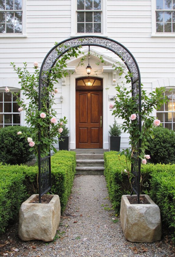 decorative metal trellis for climbing roses