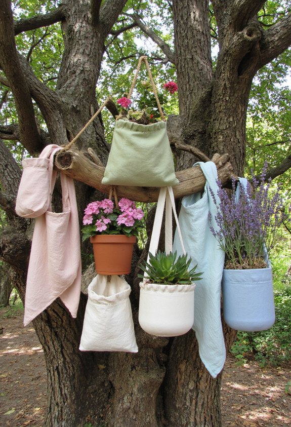 fabric pouches hanging garden