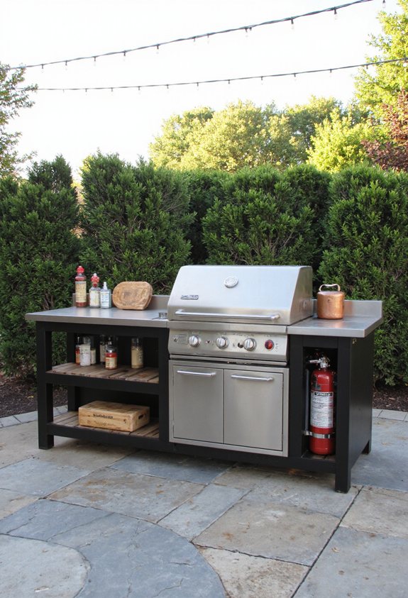 integrated grill fire extinguisher