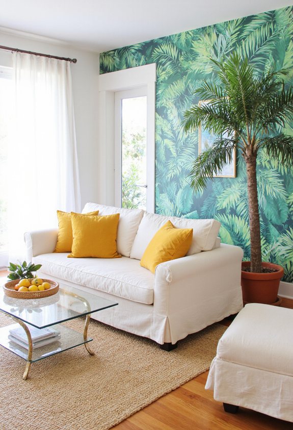 jungle inspired vibrant accent wall