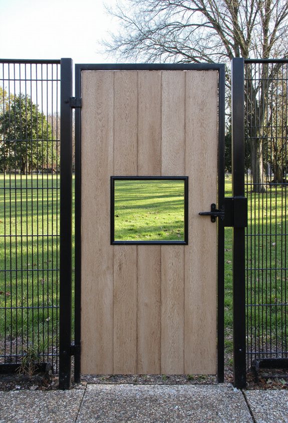 minimalist gate with wire panels