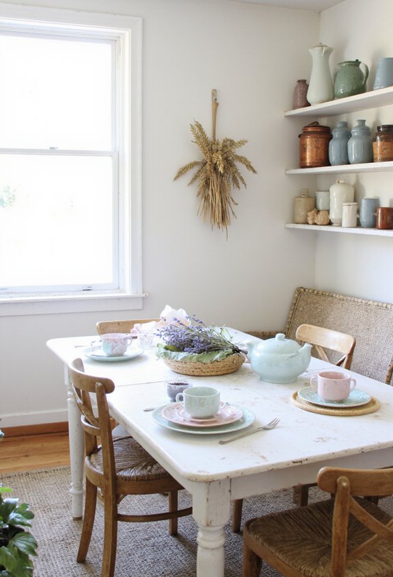 open shelf pastel kitchen