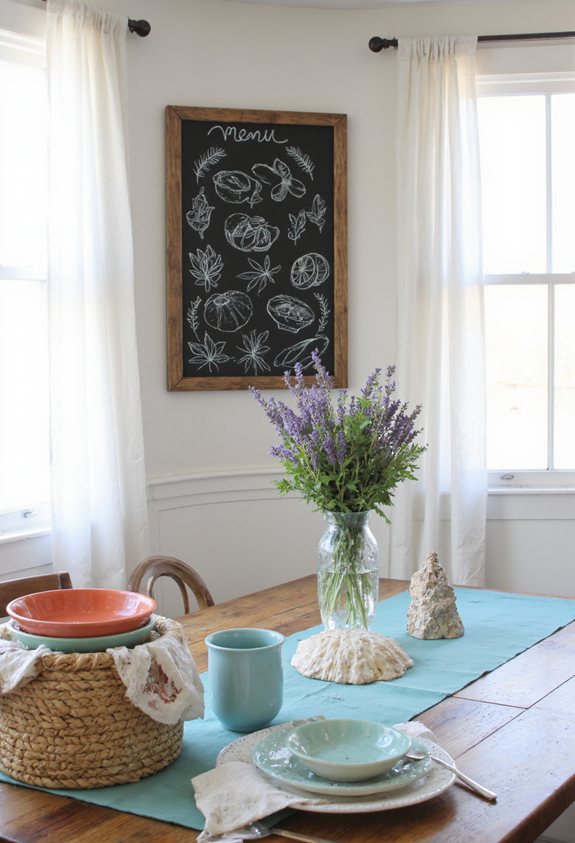 organized kitchen chalkboard menu