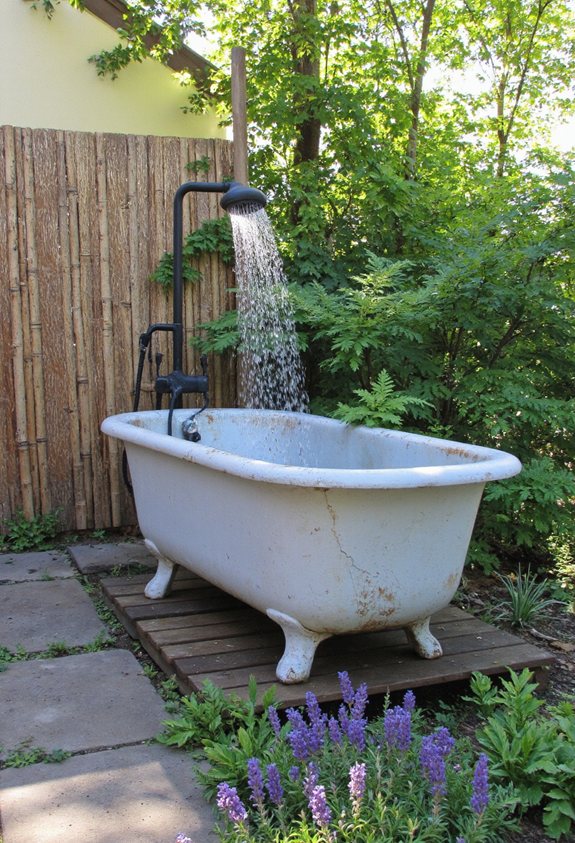 outdoor bathtub shower conversion